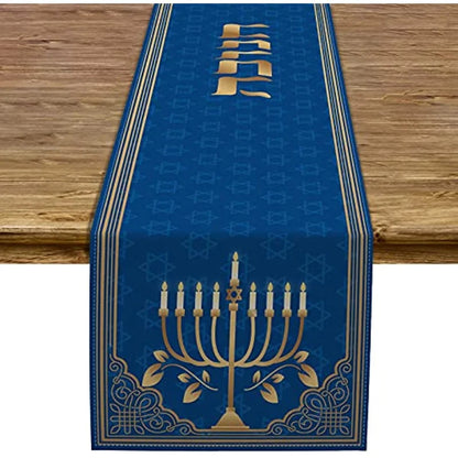 Hanukkah Menorah Table Runner – Star of David Holiday Home Décor