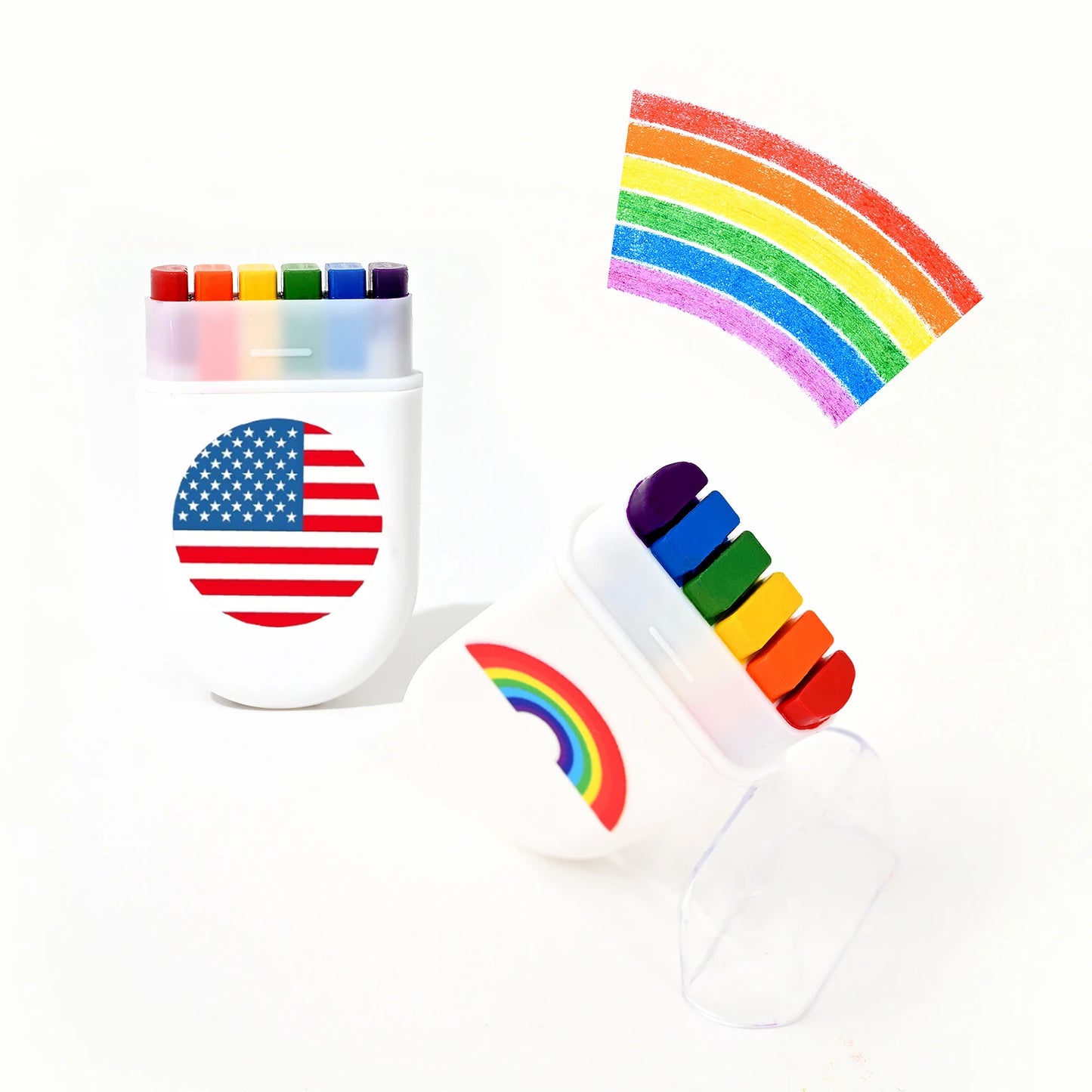 2 Pcs Rainbow Crayon Paint Color Set - Birthday Party Colorful Theme Oil Pastel Accessories, Family Christmas Halloween Gift