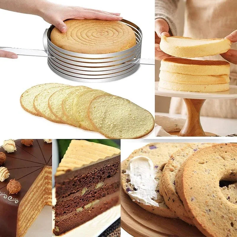 6-12inch Adjustable Stainless Steel Cake Slicer Mold Bakeware Cutter Cake Ring Baking Cake Tools Bread Slicer Layered BakingTool