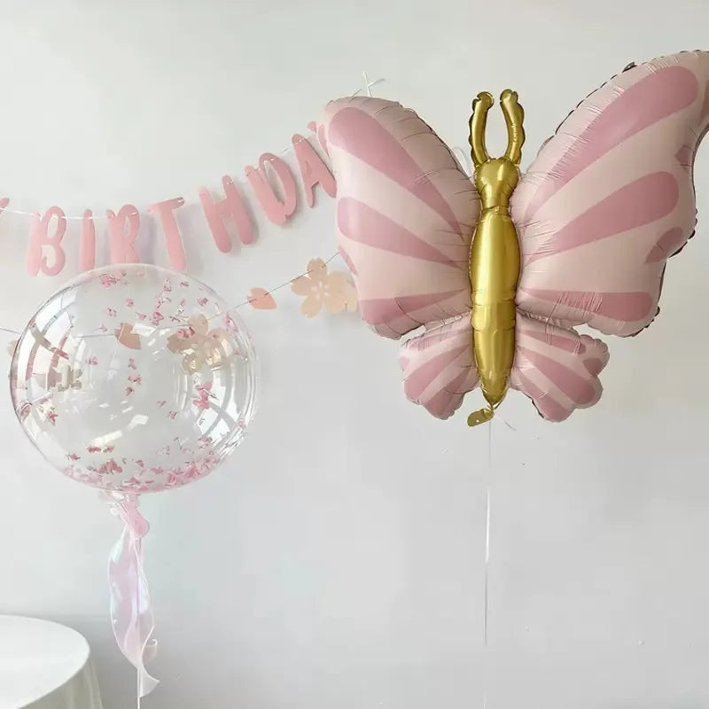 New 3D Butterfly Aluminum Film Balloon Forest Princess Style Children's Birthday Party Decoration Dreamy Wedding Decoration Cart