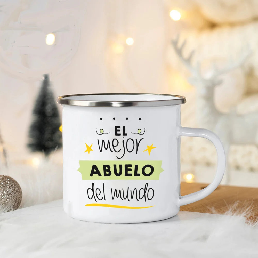 World's Best Dad and Mom Print Coffee Mug Unique Fathers Day Gift and Mothers Day Gifts Drink Wine Juice Tea  Enamel Mug Present