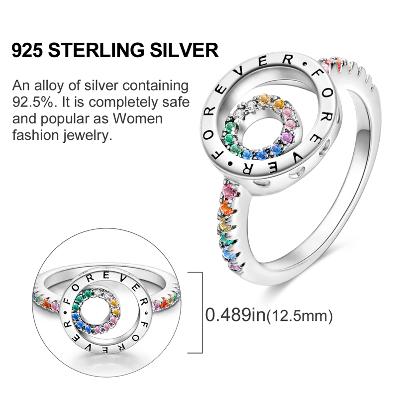 925 Sterling Silver Ring – Colorful Cubic Zirconia Women’s Wedding & Engagement Jewelry
