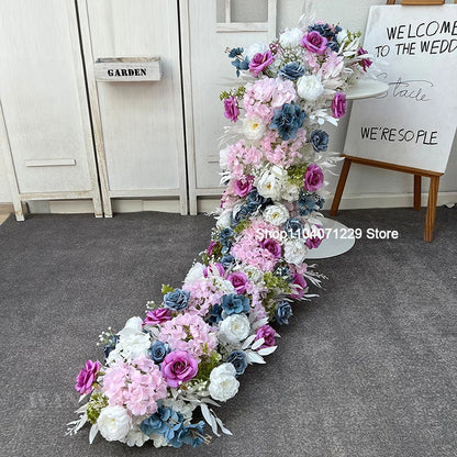 1m 2m Luxury Flower Row Runner Artificial Flowers for Table Centerpiece Wedding Decoration Mix Flowers Backdrop Wall Arches Deco