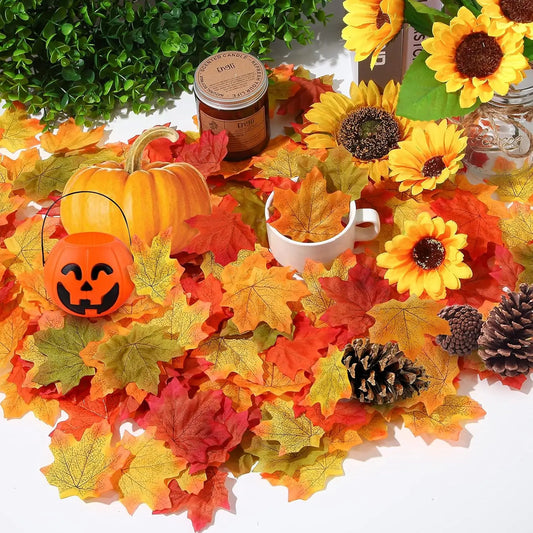50-1000Pcs Artificial Maple Leaves Autumn Silk Fall Leaf For Thanksgiving Halloween Christmas Home Decoration Party Decor Props