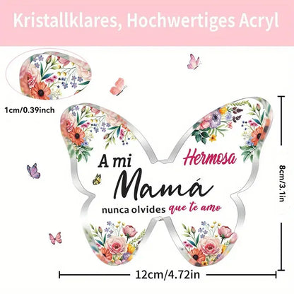 Spanish Mom Acrylic Butterfly Plaque – Mother’s Day & Birthday Desk Keepsake