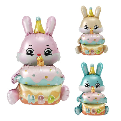 Easter Standing Bunny Balloon Huge Cartoon Rabbit Shape Foil Balloon Happy Easter Eggs Chicks Rabbits Easter Party Favors