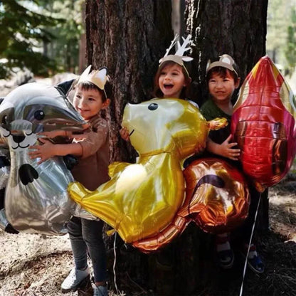 Woodland Animals Foil Balloon Set – Fox, Hedgehog, Raccoon, Deer & Bear Forest Theme Party Decor
