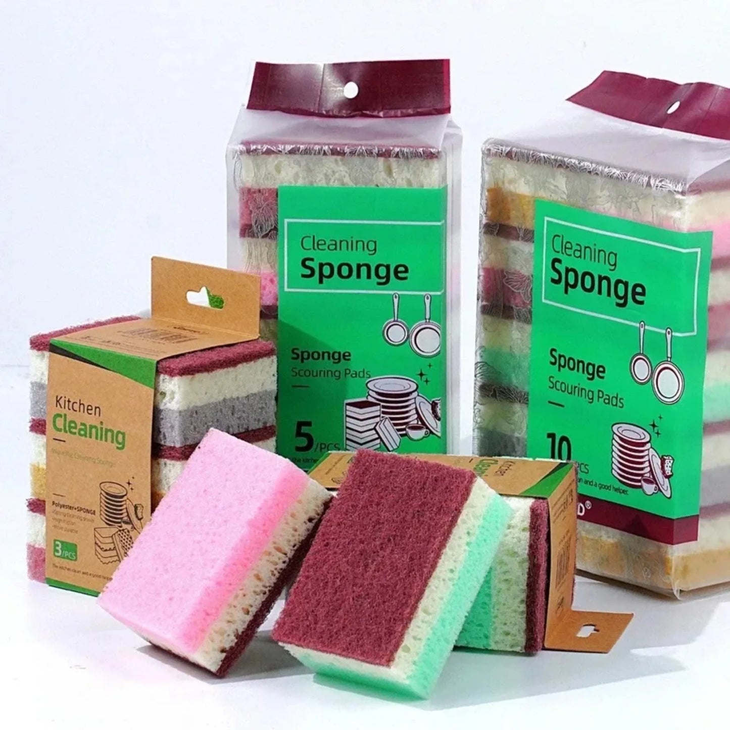 5PCS/10PCS - Kitchen cleaning sponge, dishwashing towel, scrubbing pad, tableware scratch resistant scrubbing sponge