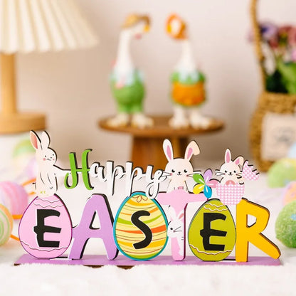 Wooden Easter Standing Rabbit – Spring Table Ornament Decor