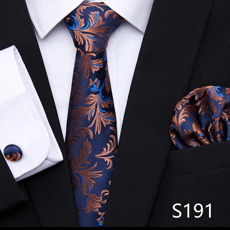 Tie Pocket Squares Cufflink Necktie Set
