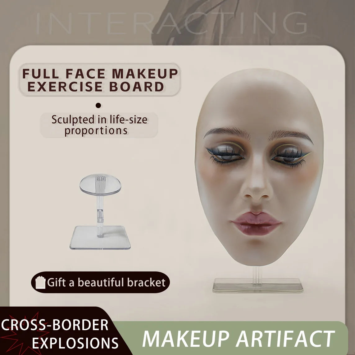 Makeup Full Face Practice Model 5D Silicone Bionic Skin Mannequin Eye eyebrow Eyelash Eyeshadow for beginner Makeup Artist
