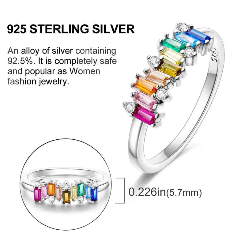925 Sterling Silver Ring – Colorful Cubic Zirconia Women’s Wedding & Engagement Jewelry
