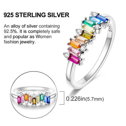925 Sterling Silver Ring – Colorful Cubic Zirconia Women’s Wedding & Engagement Jewelry