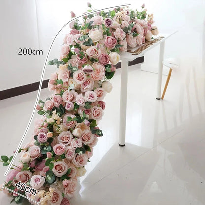 1m 2m Luxury Flower Row Runner Artificial Flowers for Table Centerpiece Wedding Decoration Mix Flowers Backdrop Wall Arches Deco