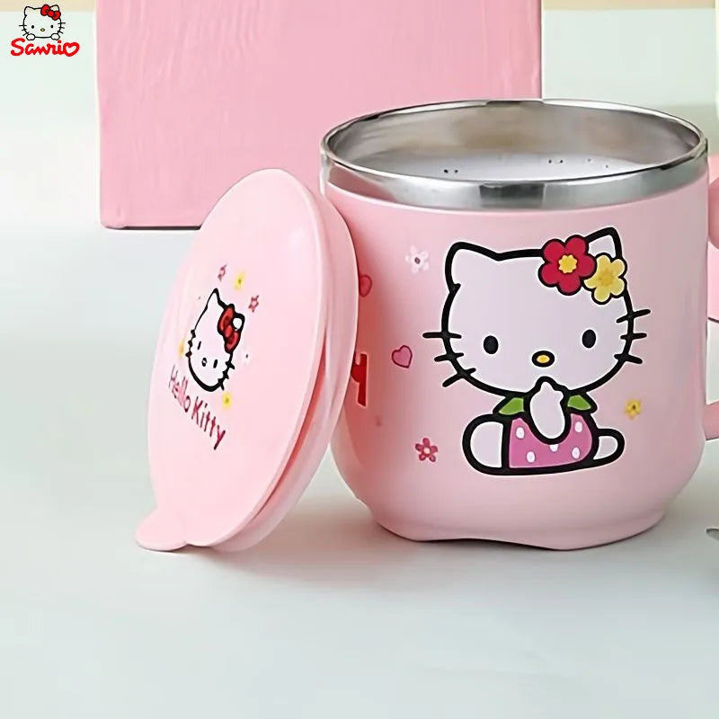 1pc Sanrio Hello Kitty Stainless steel Insulated Water cup  with Lid and Handle