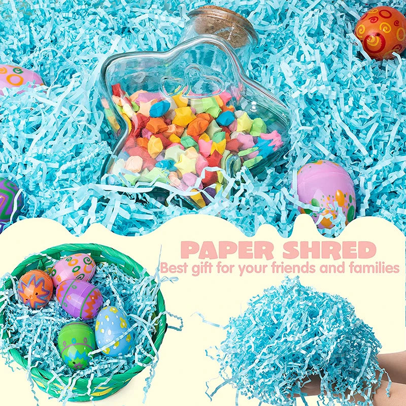 100g Raffia Shredded Paper Grass – Crinkle Basket Stuffers for Easter Eggs & DIY Gift Box Decor