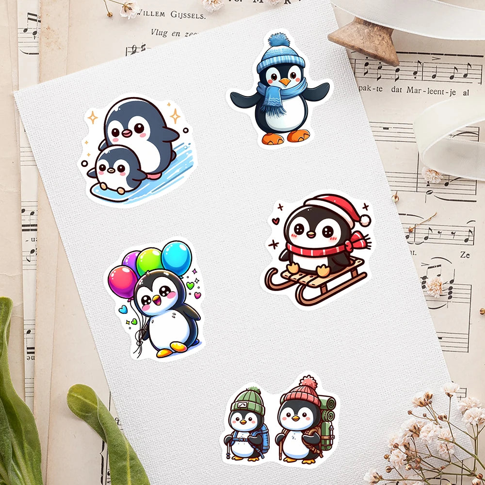 Lovely Penguin Stickers Cartoon DIY Toys Gift Decorative Decal for Kids Scrapbook Junk Journals Laptop Luggage Bottle Waterproof