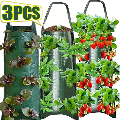3/1pc Hanging Strawberry Planting Bag Fruit Vegetable Breathable Grow Bag Foldable Storage Indoor Outdoor Yard Garden Home Decor
