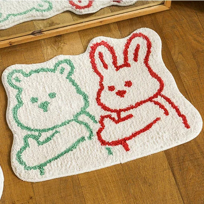 Soft Cartoon Imitation‑Cashmere Floor Mat for Bedroom, Bathroom & Home Décor