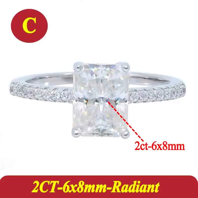 1-3 Carats Oval Radiant Moissanite Rings for Woman 925 Sterling Silver Jewelry Gift Woman's Wedding Moissanite Diamond Ring