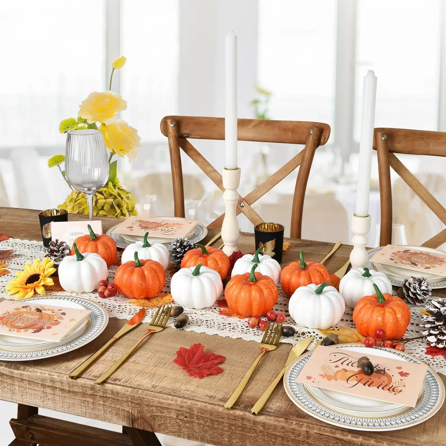 12 Pieces Of Pumpkin Maple Leaf Ornament Maple Leaves Autumn Holiday Decoration Indoor And Outdoor Decoration Fake Decoration