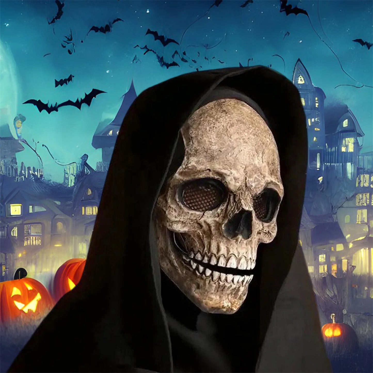 Spooky Skeleton Mask with Articulated Jaw Halloween Costume Accessory for Teens and Adults