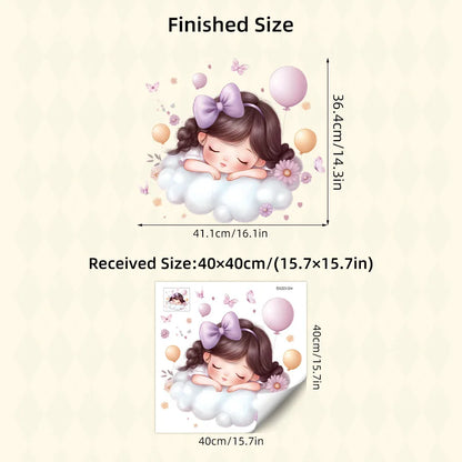 Cute Cartoon Girl Hugging Rabbit Wall Sticker Nursery Kids Room Decor Removable Self-Adhesive Home Art Decal
