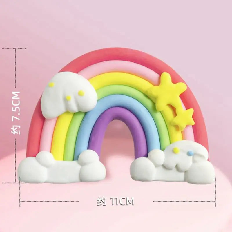 Smiling Face Cloud Rainbow Cake Topper Birthday Cake Baby Shower Kids Christening Birthday Party Wedding Cake Topper Decoratings