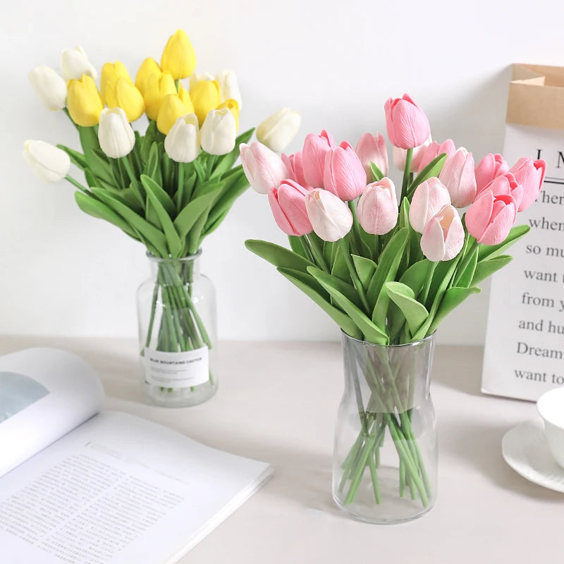 5/10Pcs Artificial Tulip Flowers Bouquets Indoor Home Room Decor Garden Wedding Decoration Party Table Vase Ornament Fake Flower