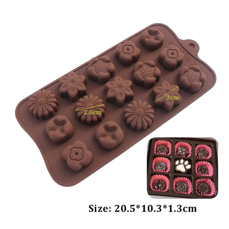 (59-87) Handmade Chocolate Candy Mould Jelly Pudding Ice Mold Insect Rose Heart Shape Silicone Moulds Baking Tool