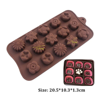 (59-87) Handmade Chocolate Candy Mould Jelly Pudding Ice Mold Insect Rose Heart Shape Silicone Moulds Baking Tool
