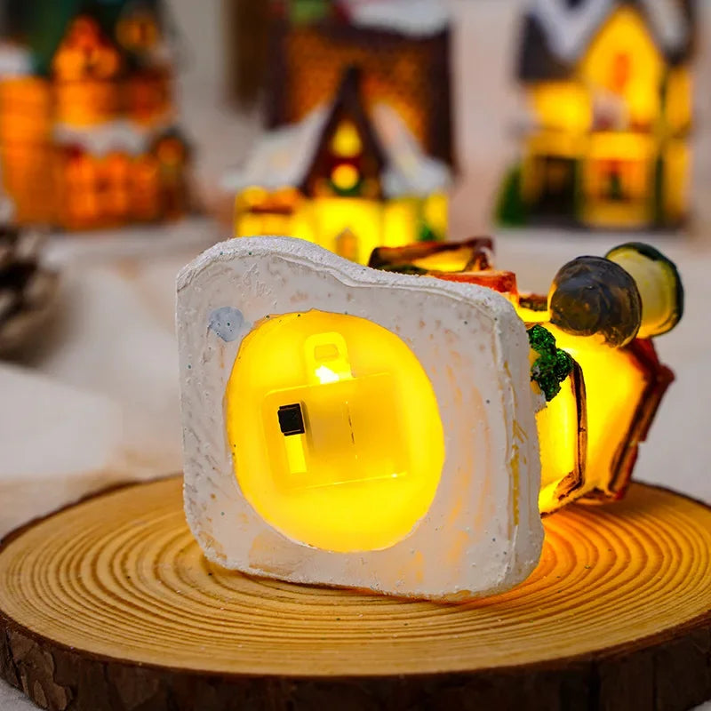 New year Decoration LED Night Light Christmas Luminous House Sculpture Ornament