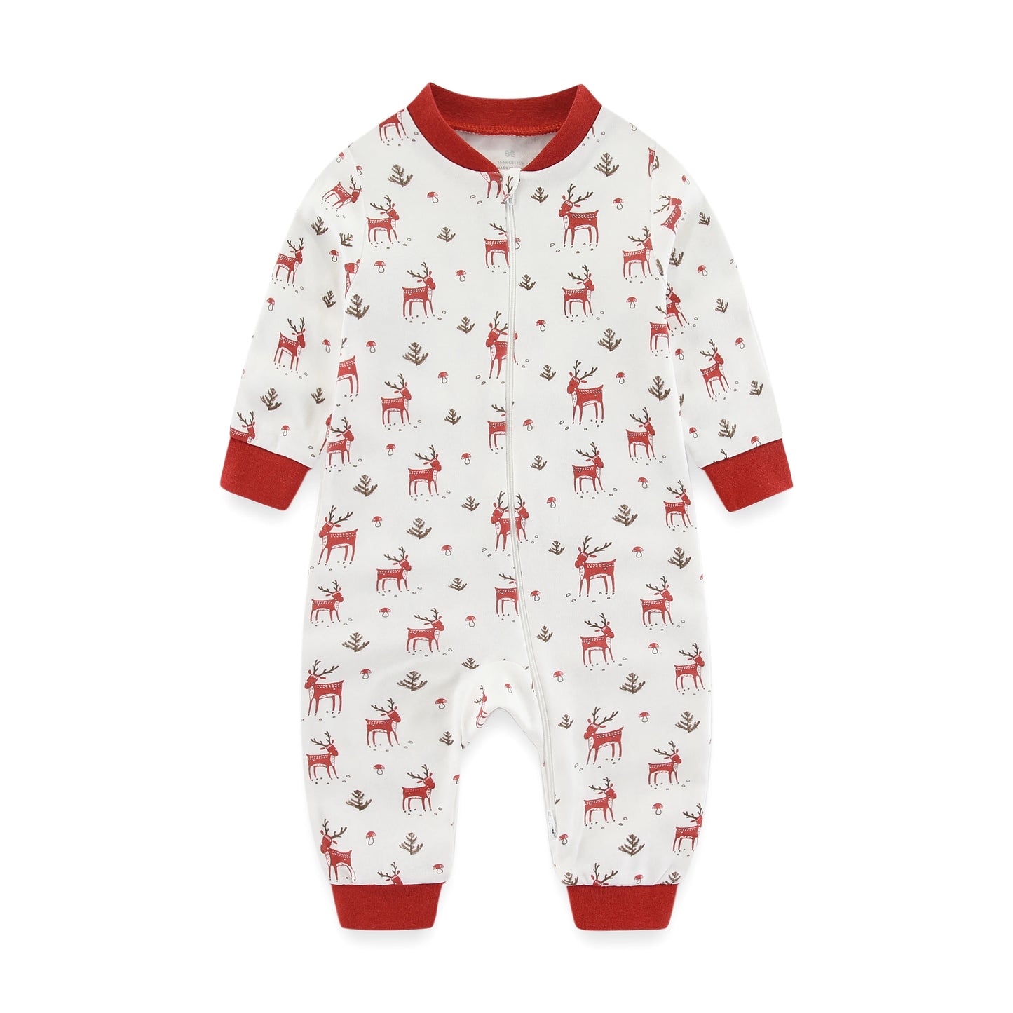 Newborn Baby 2-way Zipper Romper Cotton One-piece Jumsuit 0-24 Months Long Sleeve Newborn Baby Pajamas Comfortable Breathable