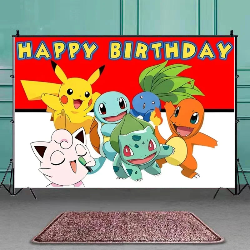 Pokémon birthday party decoration Balloon Disposable Tableware Tablecloth Straws Cup Plates Baby Shower Supplies