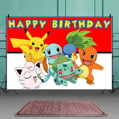 Pokémon birthday party decoration Balloon Disposable Tableware Tablecloth Straws Cup Plates Baby Shower Supplies