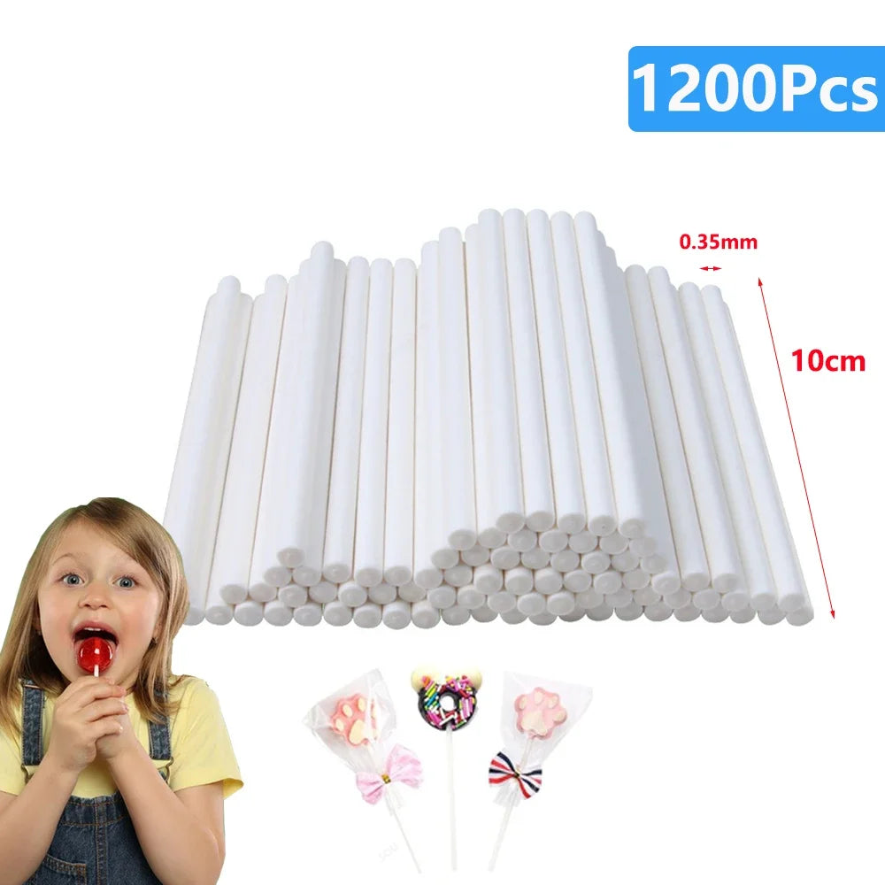20-1500Pcs Paper Lollipop Sticks Solid Core White for Party Dining Chocolate Sugar Candy Lolly Pop Sucker sticks Cake Pop Stick