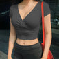 Sexy V-neck Short Sleeve Crop Top for Women