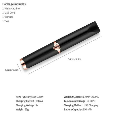 Wide‑Angle Electric Heated Eyelash Curler – Bezel‑Free Design, Fast Heating & Comfortable Grip