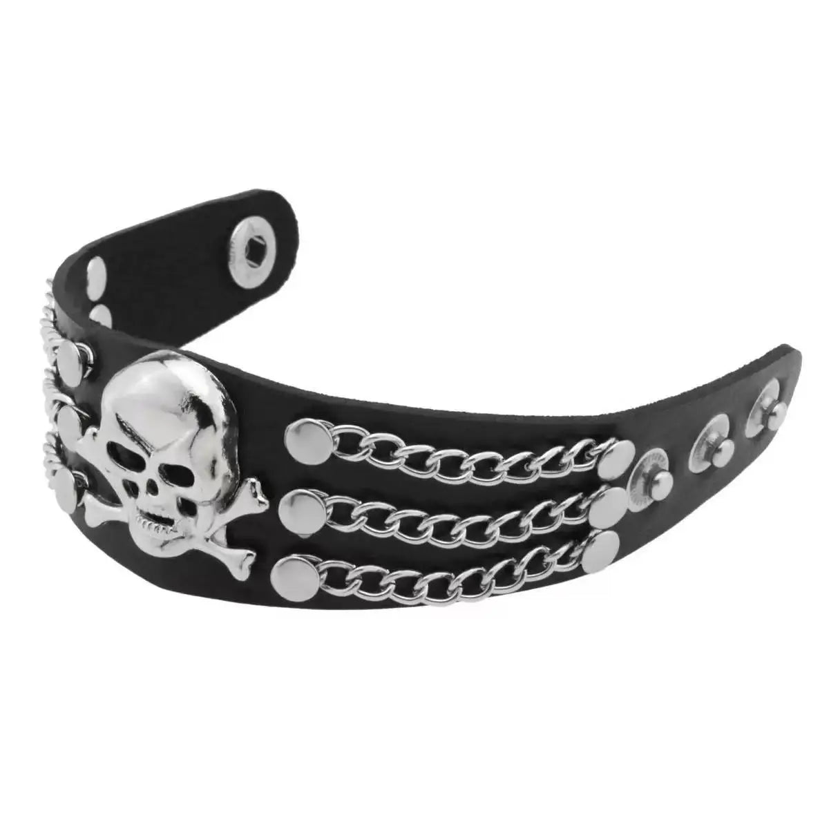 Punk Style Skull, Exaggerated Personality, Trendy Rivet Bracelet, Rock Pu Leather Bracelet, Halloween Gift