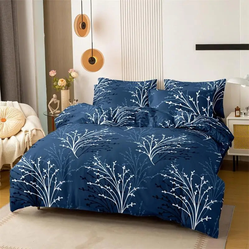 Kuup Queen Size Matte Duvet Cover: High Quality, Skin-Friendly Bedding Set with Flower Branch Design Skin Friendly Colored Bedding Set Quilt Cover