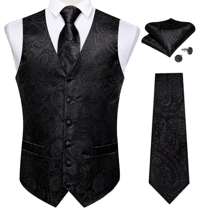 Luxury Paisley Men's Suit Vest Tuxedo Waistcoat Necktie Handkerchief Cufflink Sleeveless Jacket Vest