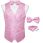 Suit Vest With Bow Tie Pocket Square Cufflinks Tuxedo Waistcoat for Men
