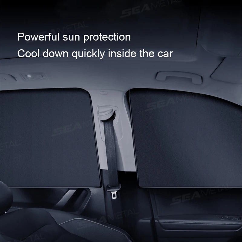 SEAMETAL Magnetic Car Side Window Curtains UV-Reflective Sun Shade Sun Protection Cover Anti-Glare Privacy Curtains for Baby