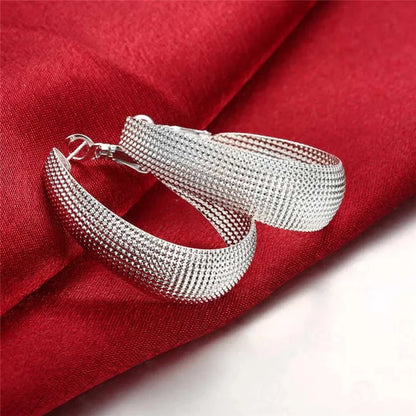 925 Sterling Silver Hoop Earrings For Women Wedding Gift Fine Europe Jewelry Christmas Gift Engagement Party