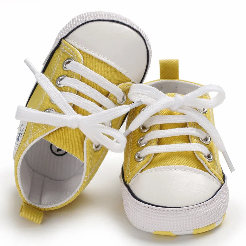 Baby Classic Canvas Sports Shoes Gender Free First Pair of Toddler Baby Shoes Non Slip Soft Soles Newborn Baby Crib Shoes