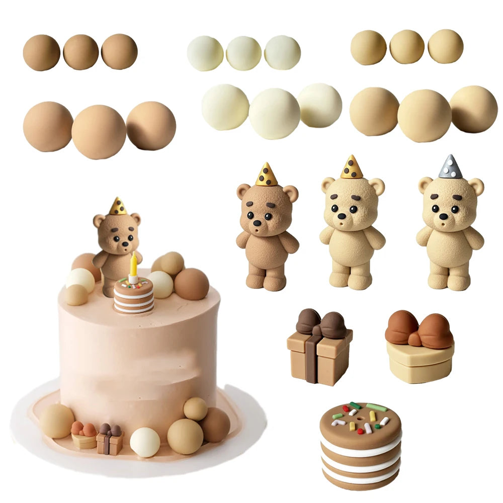 Bear or Balls Cake Toppers Teddy Theme Party Decor