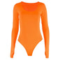 Women Long Sleeve Neon Bodycon Sexy Bodysuit