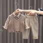 Baby Boys Clothes Suit Casual Plaid Shirt Vest Pants 3Pcs/Sets Toddler Cotton