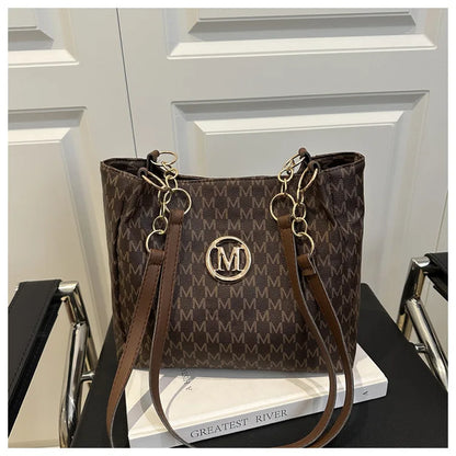 Retro M Letter Women's Shoulder Bag Luxury High Quality Handbag Fashion Large Capacity Tote Bag New Trend Versatile Underarm Bag