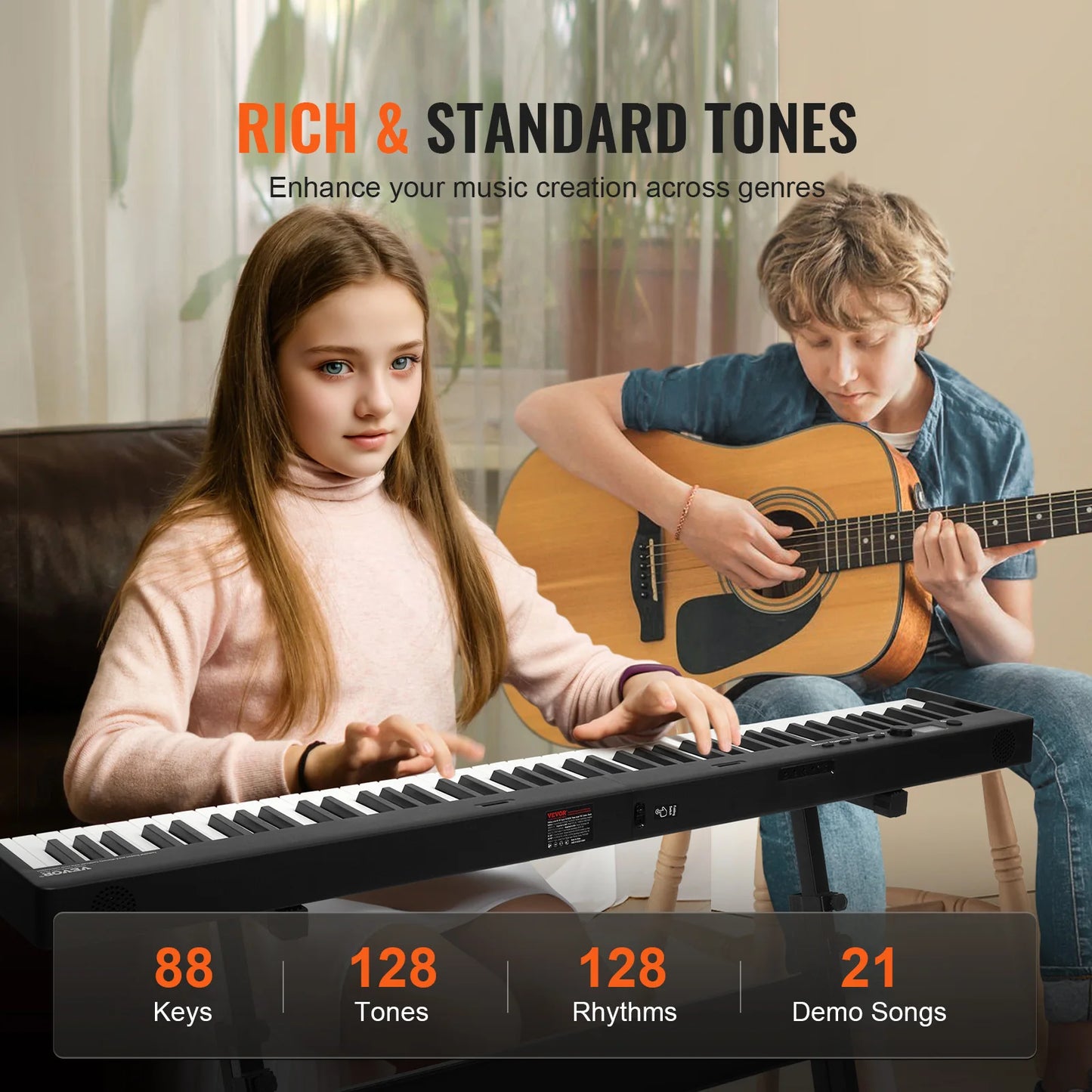 VEVOR 88‑Key Foldable Digital Piano – Bluetooth & MIDI Portable Rechargeable Keyboard for Beginners